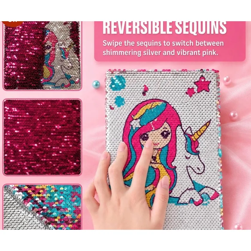 Carnet à paillettes réversibles A5